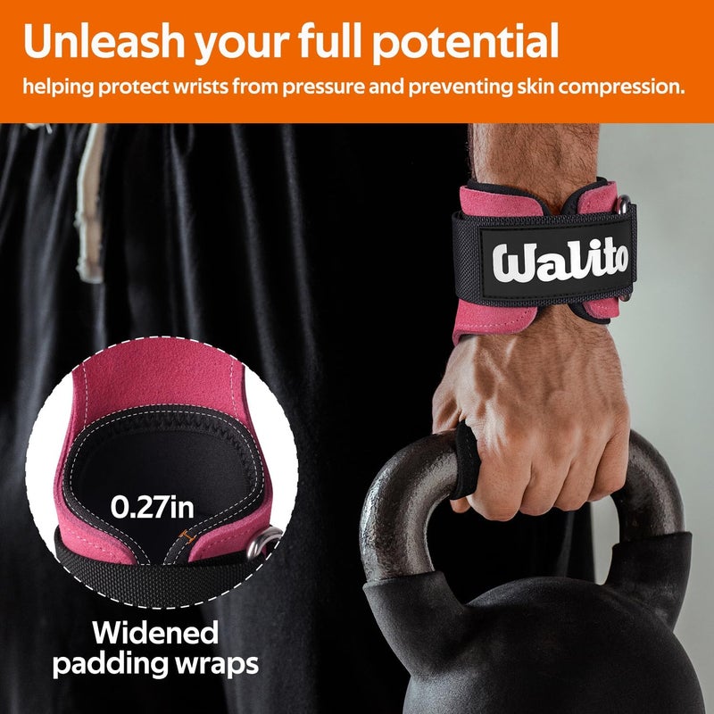 WALITO Weight Lifting Wrist Strap, Double Leather Weightlifting Wrist Straps for Gym Strength Training, Neoprene Padded Wrist Wraps - for Men & Women (Pair) - Image 4